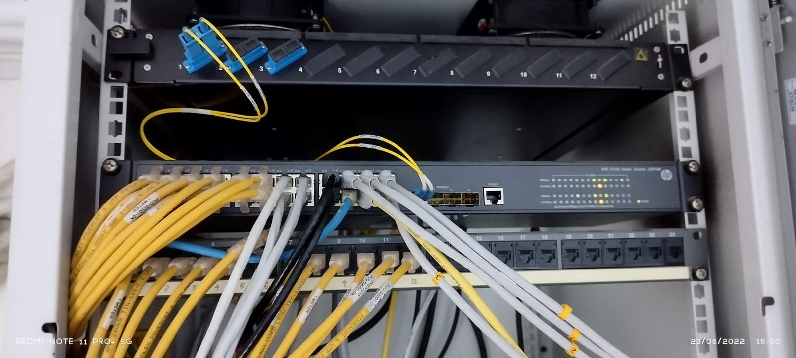 Network switch rack with structured cabling